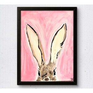 WS original sneaky bunny painting 12X16 canvas modern expressionist fine art